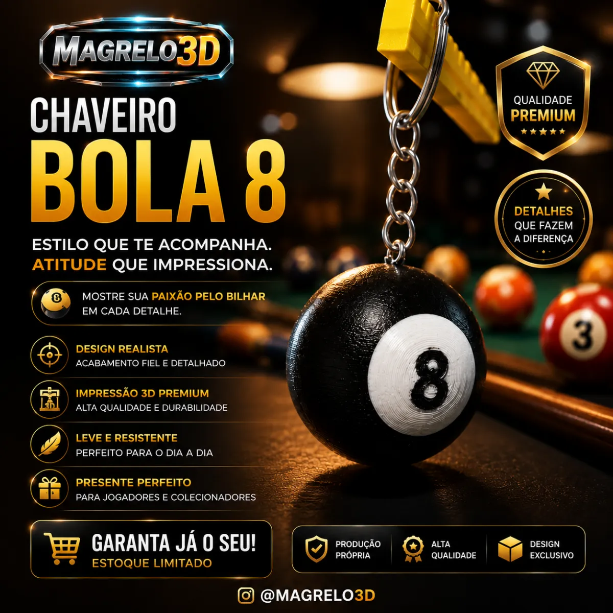 🎱 Chaveiro Bola 8 🎱