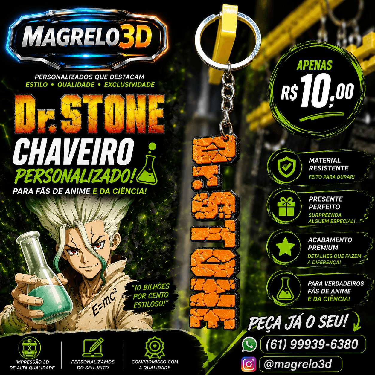 Chaveiro Dr. Stone Personalizado – Anime Geek