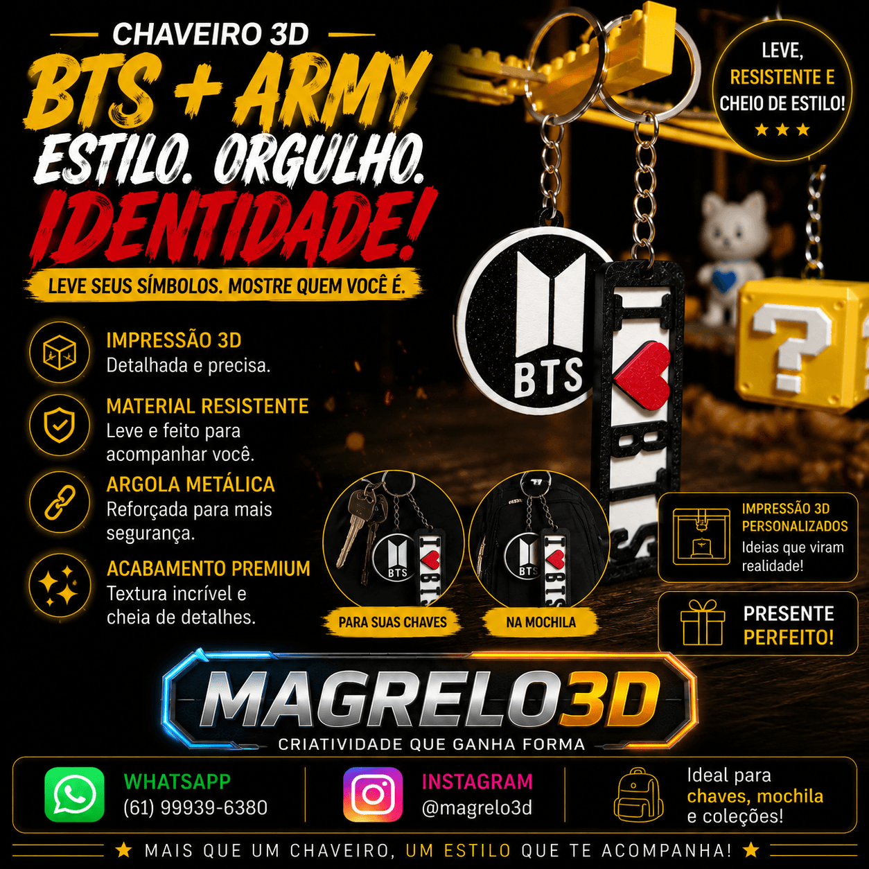 💜 Chaveiro BTS – Estilo, Paixão e Identidade 💜