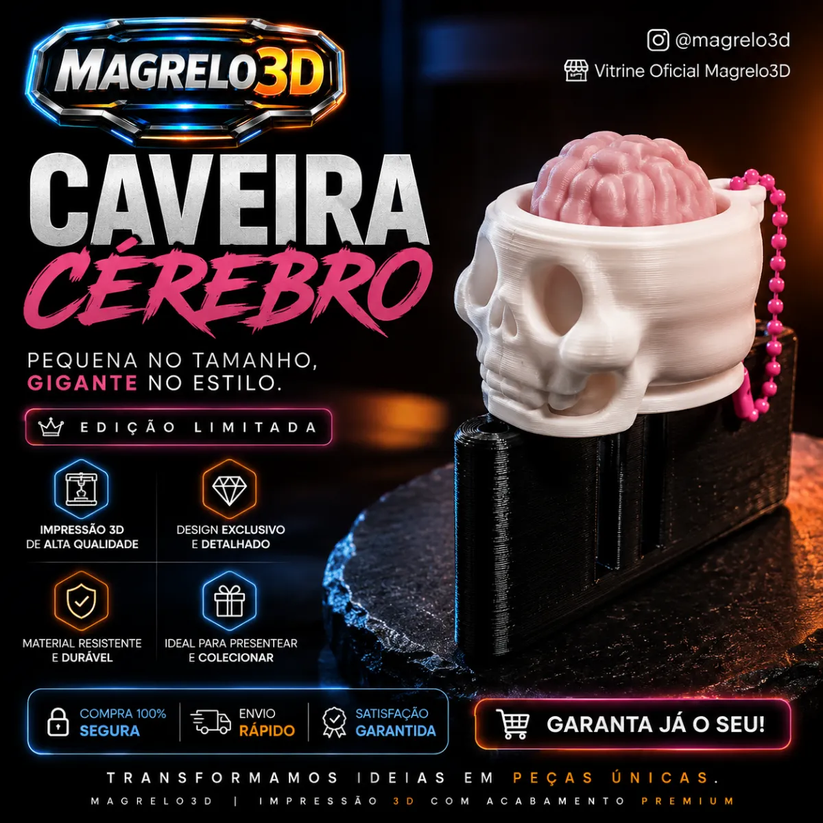 💀🧠 Caveira Cérebro 3D 💀🧠 — foto 1 de 1