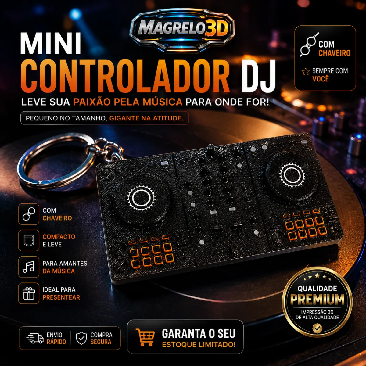 🎧 Chaveiro - Mini Controlador DJ